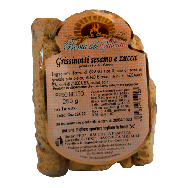 Grissinotti sesamo e zucca 250 gr